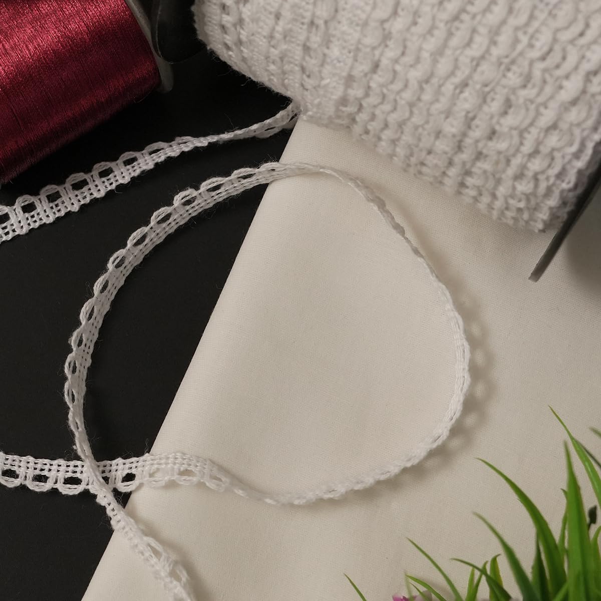 EmbroideryMaterial White Soft Cotton Trim Lace with Swirl Floral Pattern Laces and Borders Material for Saree Border, Suit, Kurta, Dupatta, Blouse, Gown, Lehenga & Neckline (140 Meters, 0.7 CM Wide) 3