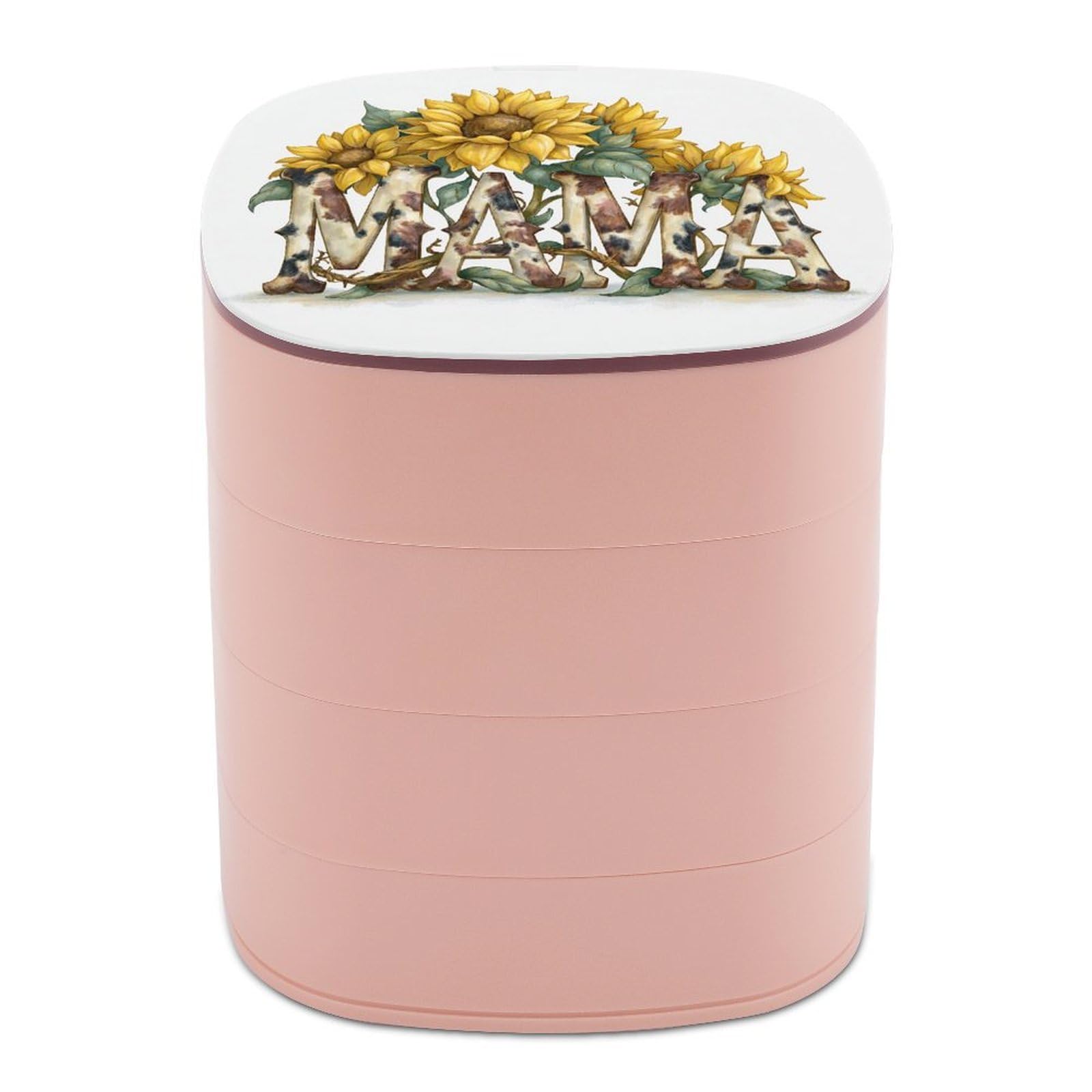 Jubonexis Word MAMA Western Yellow Sunflowers Jewelry Boxes for Women, Earring Holder Organizer Rotating Jewelry Organizer for Necklaces Bracelets Ring