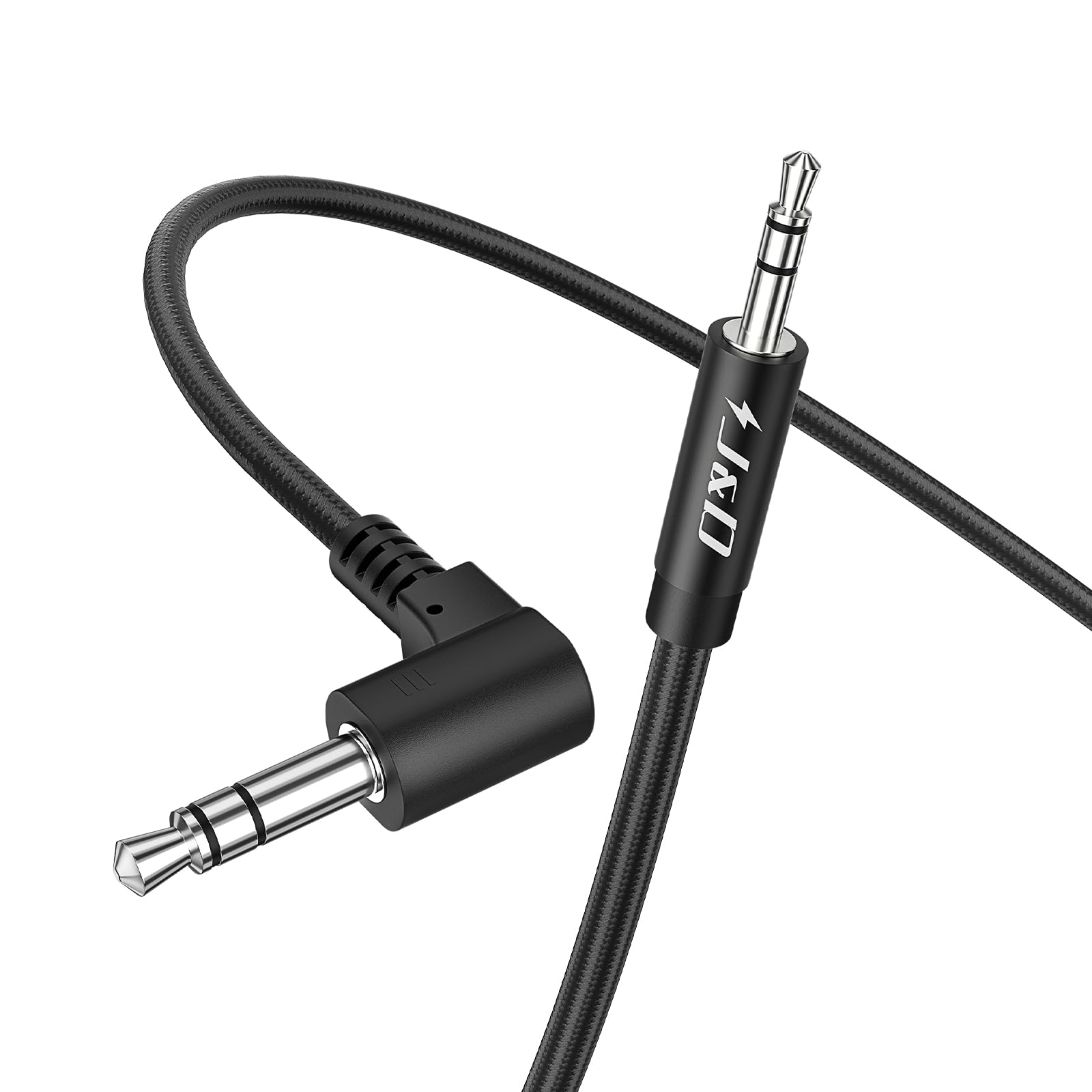 J&D Cavo Audio Stereo 2.5 mm Maschio a 3.5 mm Femmina, Angolo di 90 Gradi, Cavo Placcato in Oro, Compatibile con Radio, Cuffie, Registratori, Fotocamere, 0.2 Metro