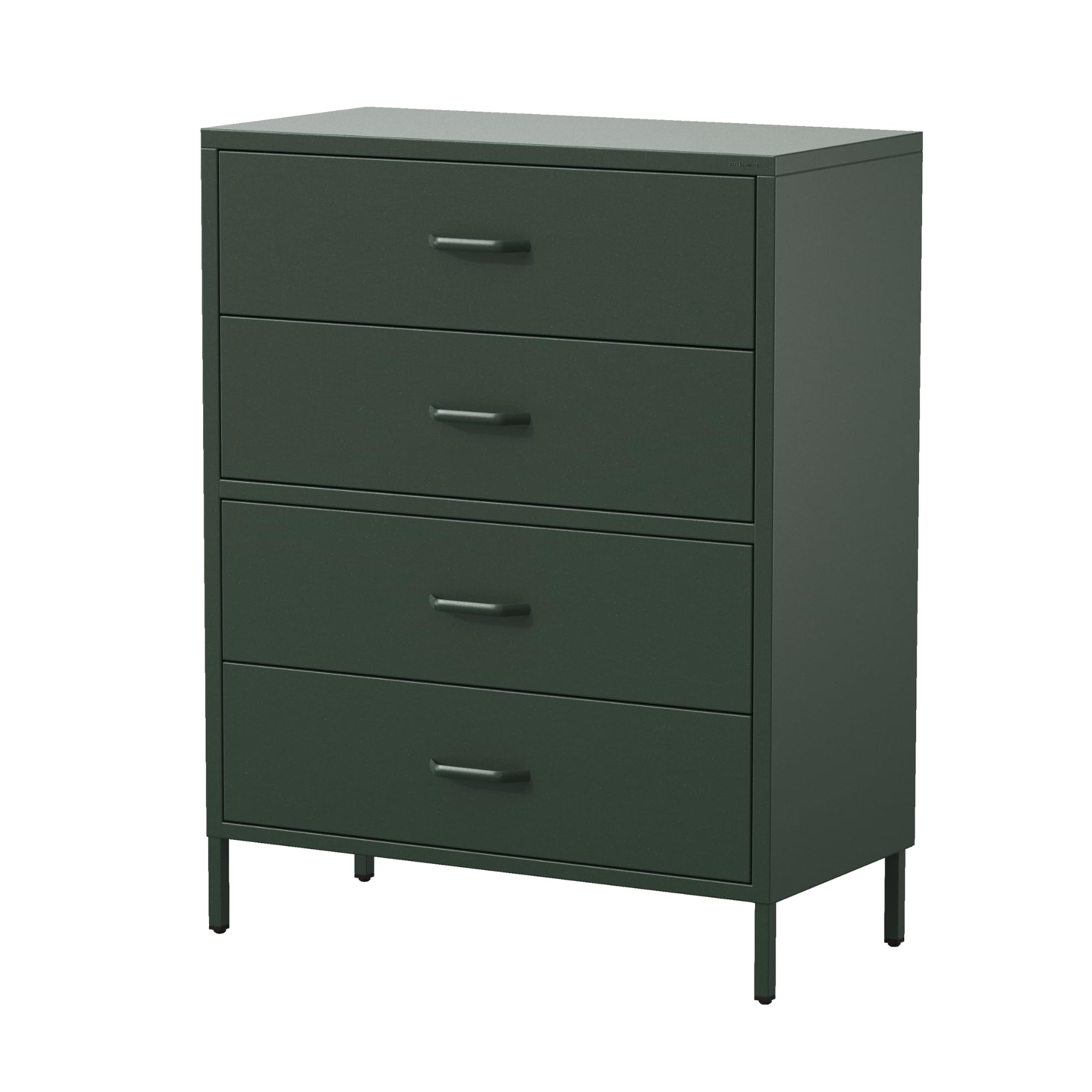 Jan Nowak Metall Kommode mit Schubladen - Carla | Komodenschrank für Schlafzimmer, Wohnzimmer, Kinderzimmer | Industrial Loft Style | Schubladenkommode Glitzernd | 80 x 101,5 x 40 cm | Flaschengrün