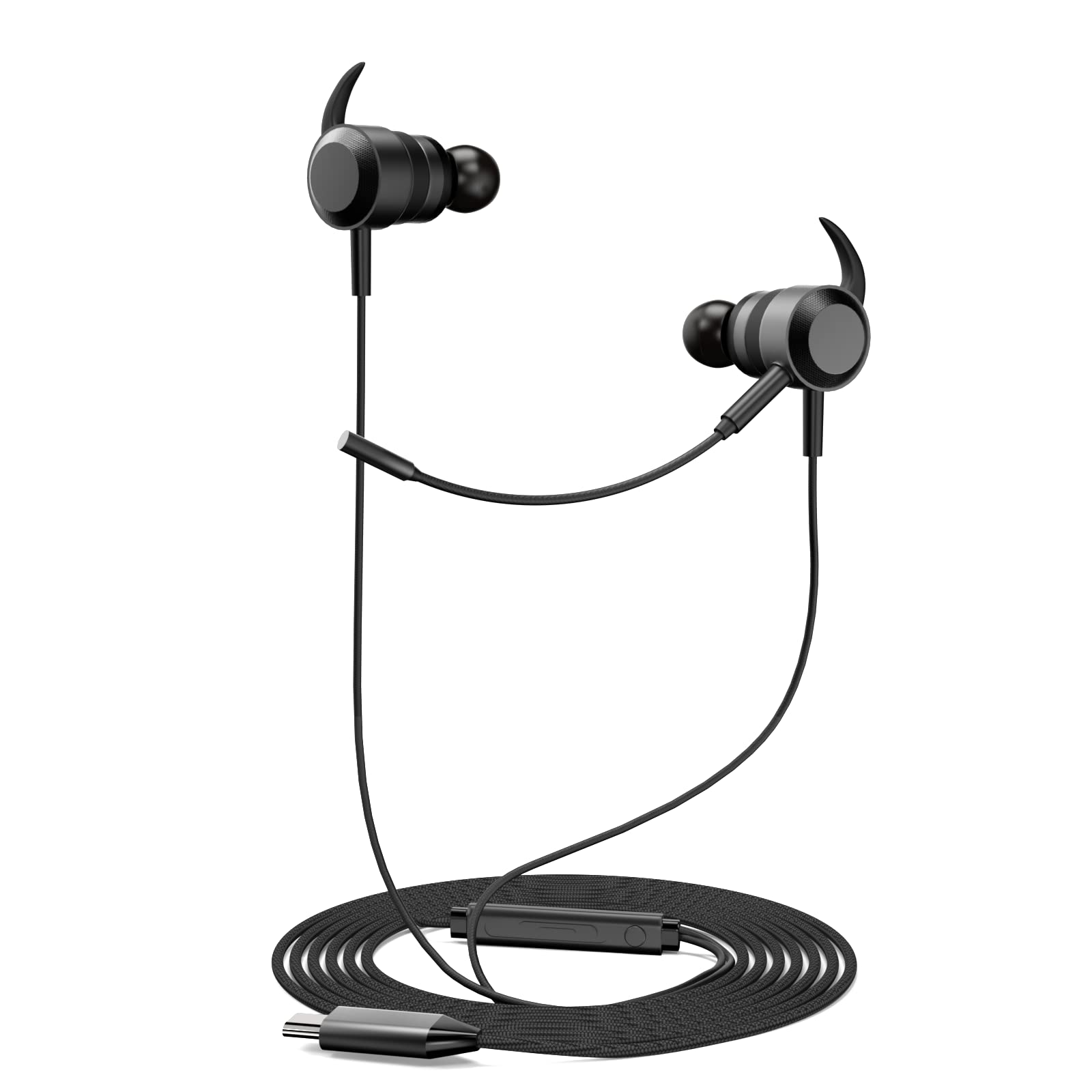 targealUSB Type C Wired Headphones for Samsung Apple Sony, Mobile, Tablet, Laptop, in-Ear HiFi Stereo Earbuds, Aluminum Shell Earphones with Mic & Volume Control,10mm Hi-Res Ti Film Drivers (Gamer)