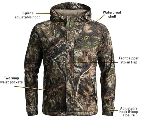 SCENTBLOCKER Men\'s Insulated Drencher Breathable Waterproof Camo Hunting Jacket (Mossy Oak Country DNA, X-Large) - Thumbnail 4