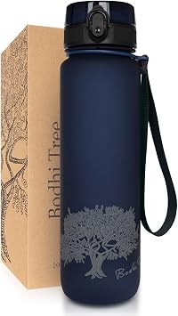 water bottle/Tritan sports bottle - BPA-free - leak proof - can be opened with one hand - for yoga, fitness and outdoor sports - 650ml/1000ml blue, 1L