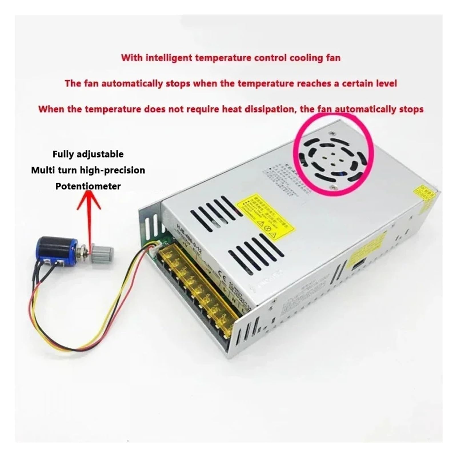 Zasilacz impulsowy o mocy 480 W, regulowany AC-DC 0–5 V do 0–220 V