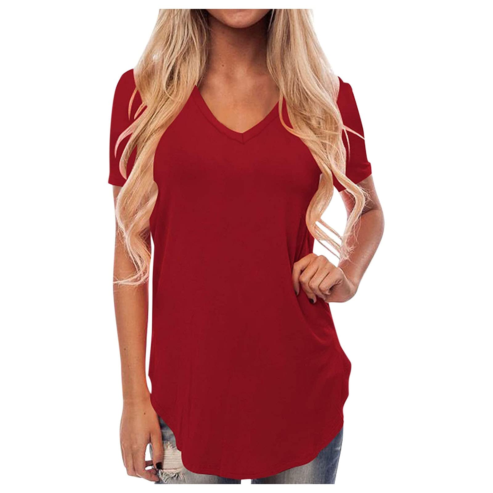 Amazon.com: Womens Tops Dressy Casual Women Blouse V Neck Travel Loose Top ( Red, XXL) : Clothing, Shoes u0026 Jewelry