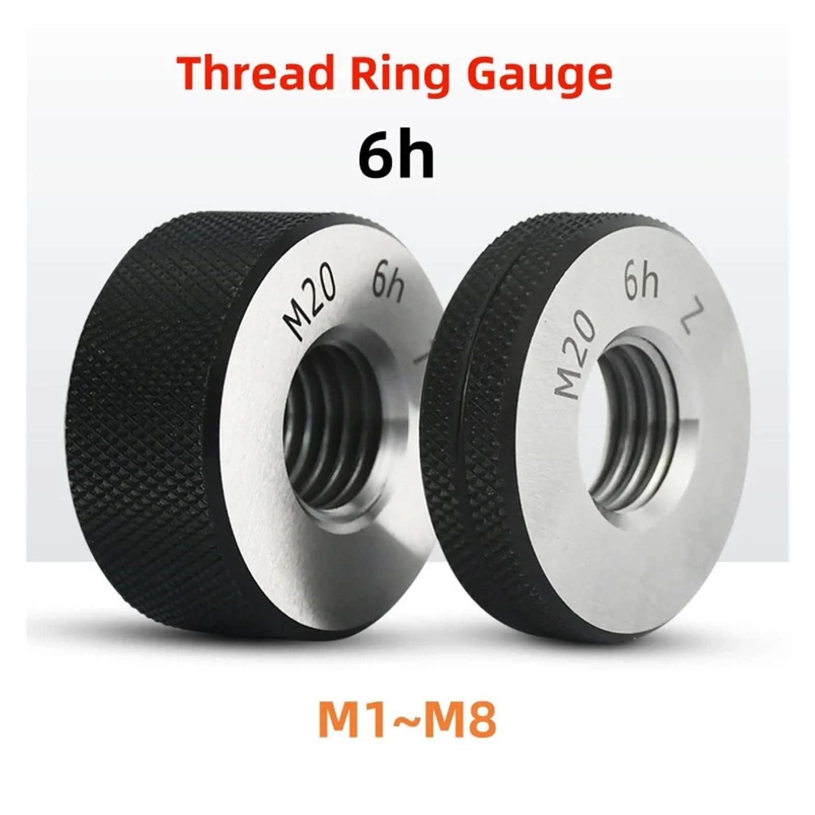Calibrador de roscas, Calibre de anillo rosca diente fino métrico 6h M1-M8, paquete 2(M1.2x0.25 6h)