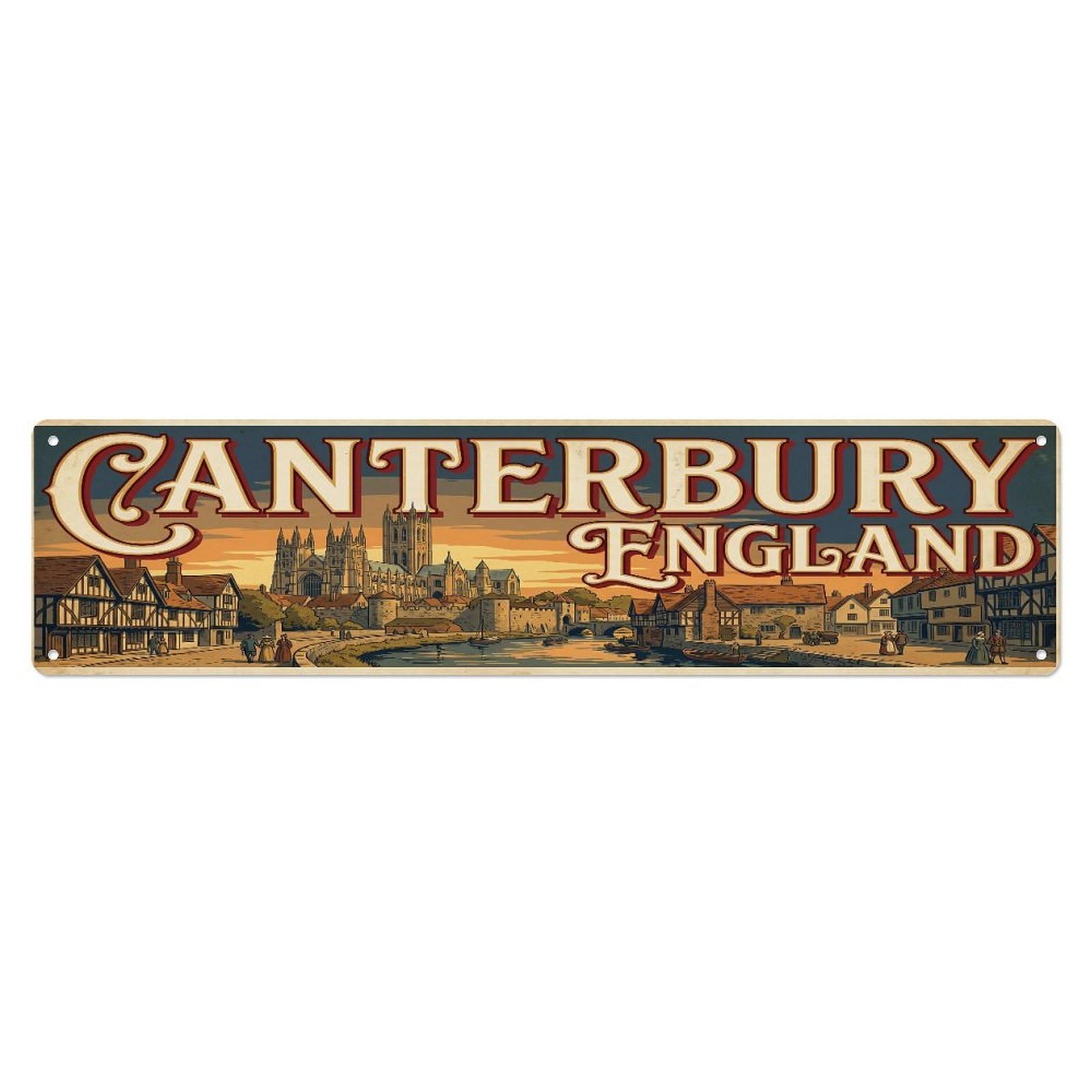 Tgrcjimh Style Metal Tin Sign Vintage Travel England Canterbury