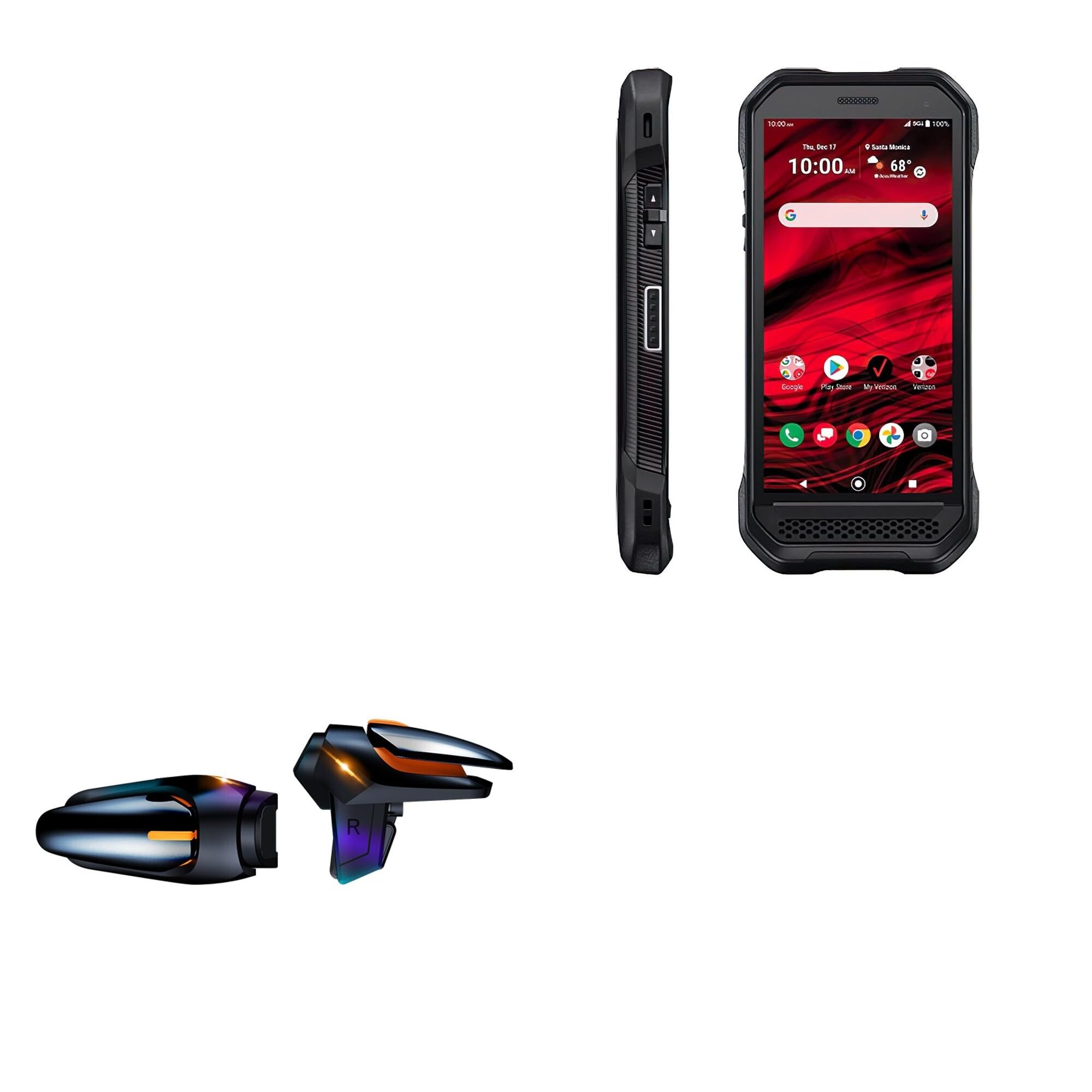 BoxWave Gaming Gear Compatible with Kyocera DuraForce Ultra 5G - Touchscreen QuickTrigger Auto, Trigger Buttons Autofire Gaming Mobile FPS - Jet Black