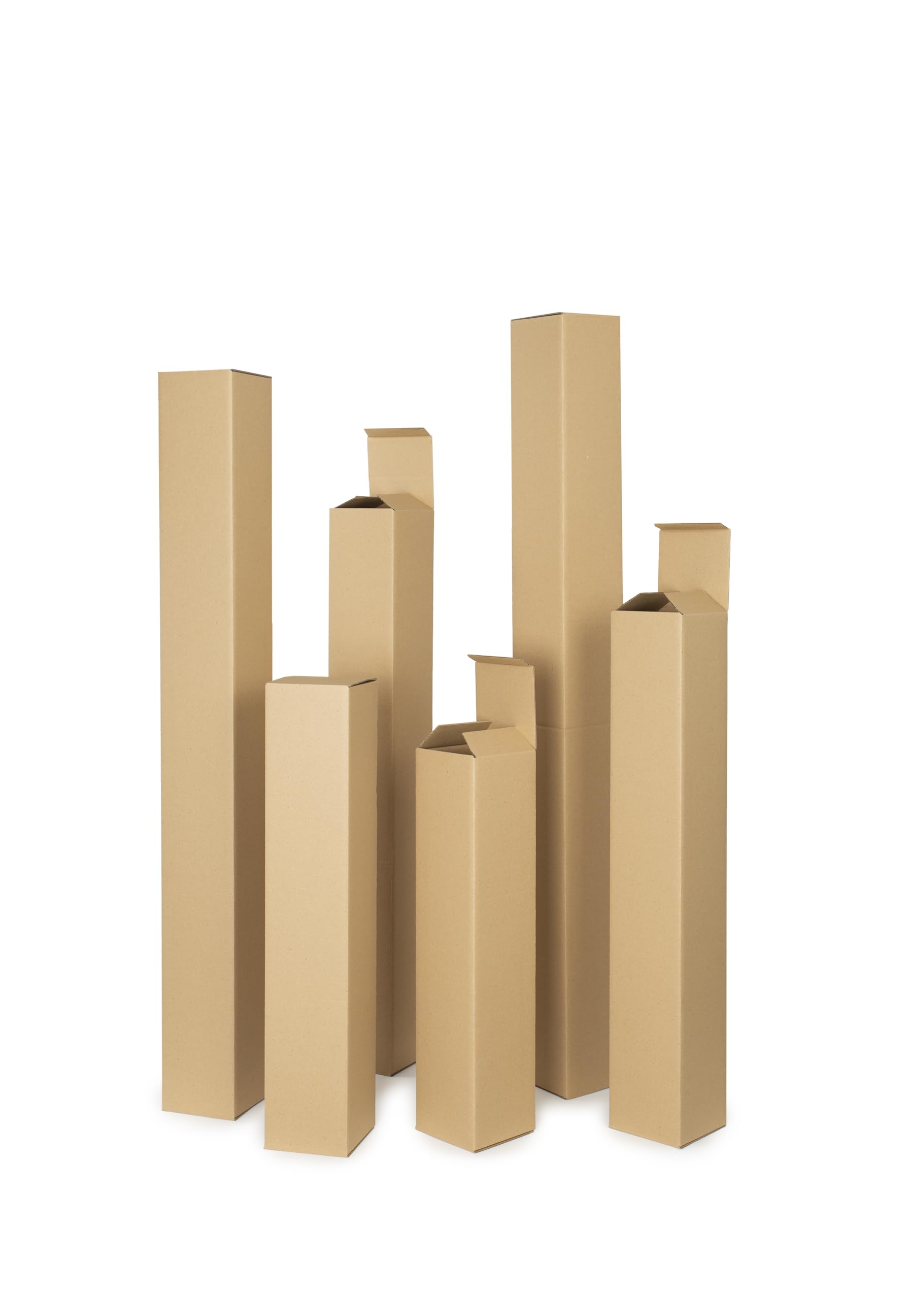 150 Stück Versandhülsen 720x80x80 mm Versandkarton 4eckig Innenmaß Braun Falthülse NEU