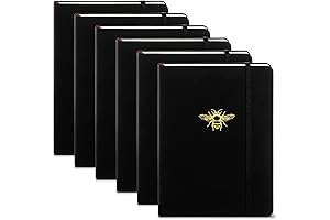 Elegant Bee Journal Notebooks for Writing: Black Faux Leather Notepad Diaries