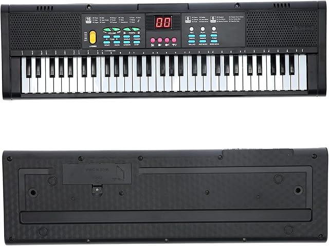 CHICIRIS 61 Keys Multifunctional Keyboard Piano Instrument with Microphone for Diverse Music Experience - All Ages (Black)