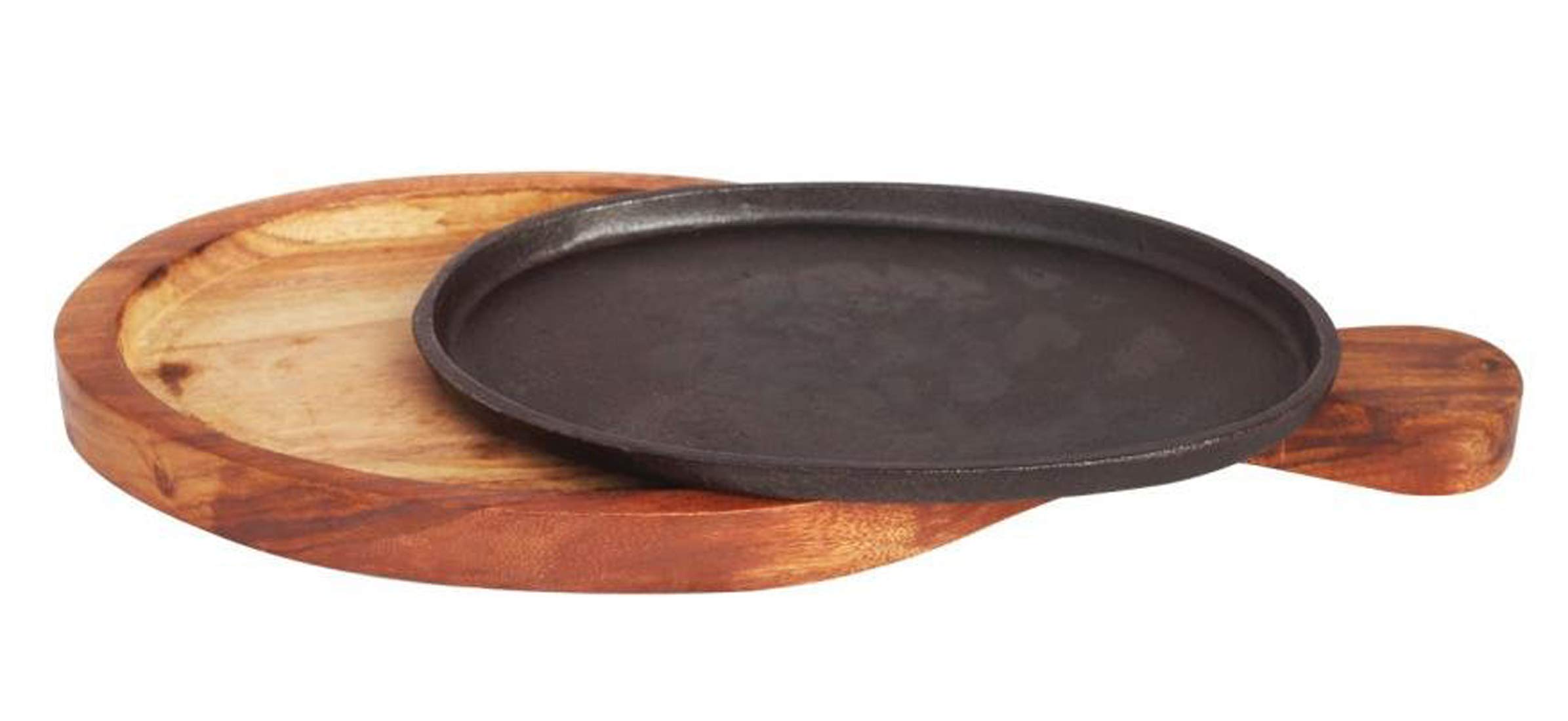 HAINE Bat Shape Sizzler Plate/Tray with Wooden Base and Handle, Pack of 2 3