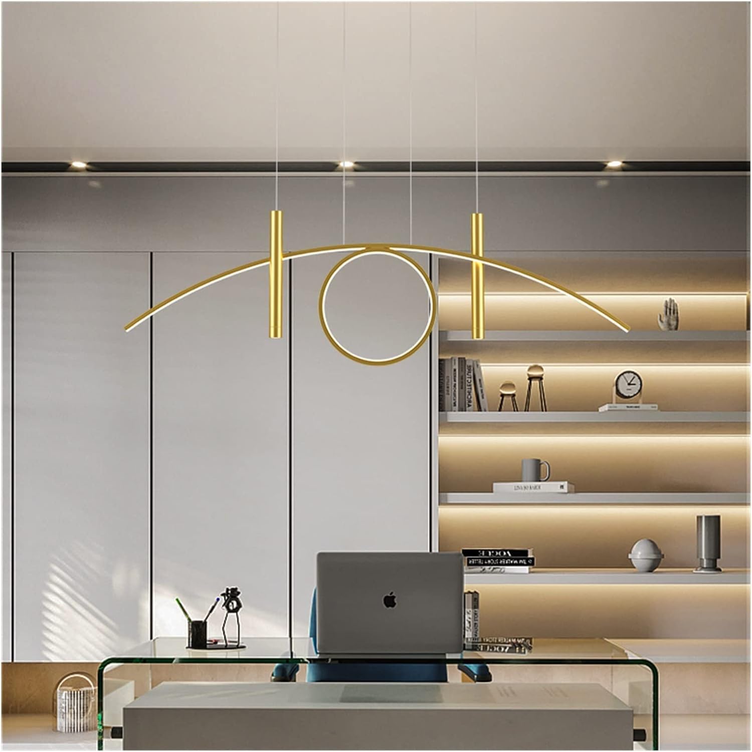 Lampada da Parete lineare in Metallo per Decorazione Domestica, Nera, a Striscia Lunga, Compatibile con Comodino, Illuminazione da corridoio, Applique a LED Moderne, Sinistra - Oro - 65 cm