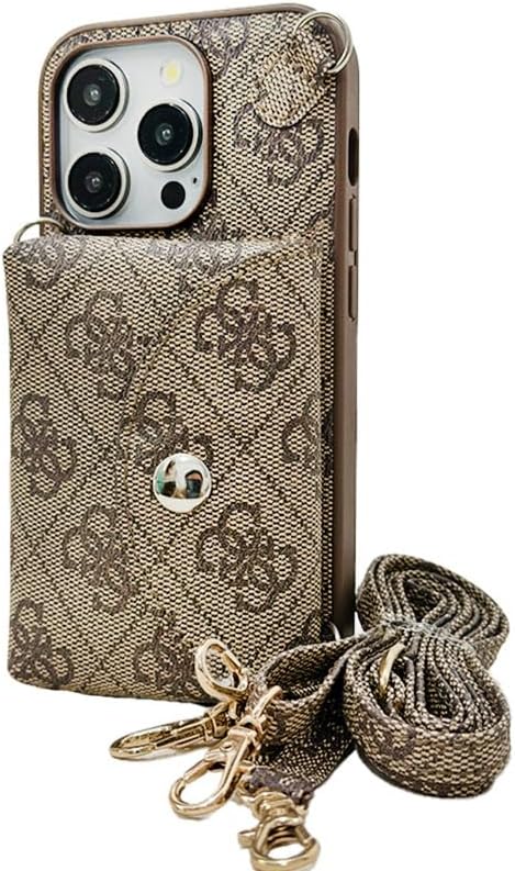 Diaclara Wallet Case for iPhone 14 Pro Case 6.1”, Flip Case with Card Slots, Phone Case with Holder Kickstand Lanyard & Shoulder Strap, PU Leather Protective Folio Case Cover for Women Girls-Brown