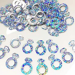 LGT Engagement Confetti Table Sprinkles Ideal for Parties, Wedding Ring Shaped Silver Decoration Valentines