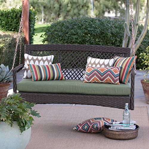 Image of Carry Bird Rattan Wicker Resin Two Seater Sofa Adults | Garden & Outdoor Hammock Double Swing With Cushions | Porch Hanging Chair | Jhula | 59 Cmoslov