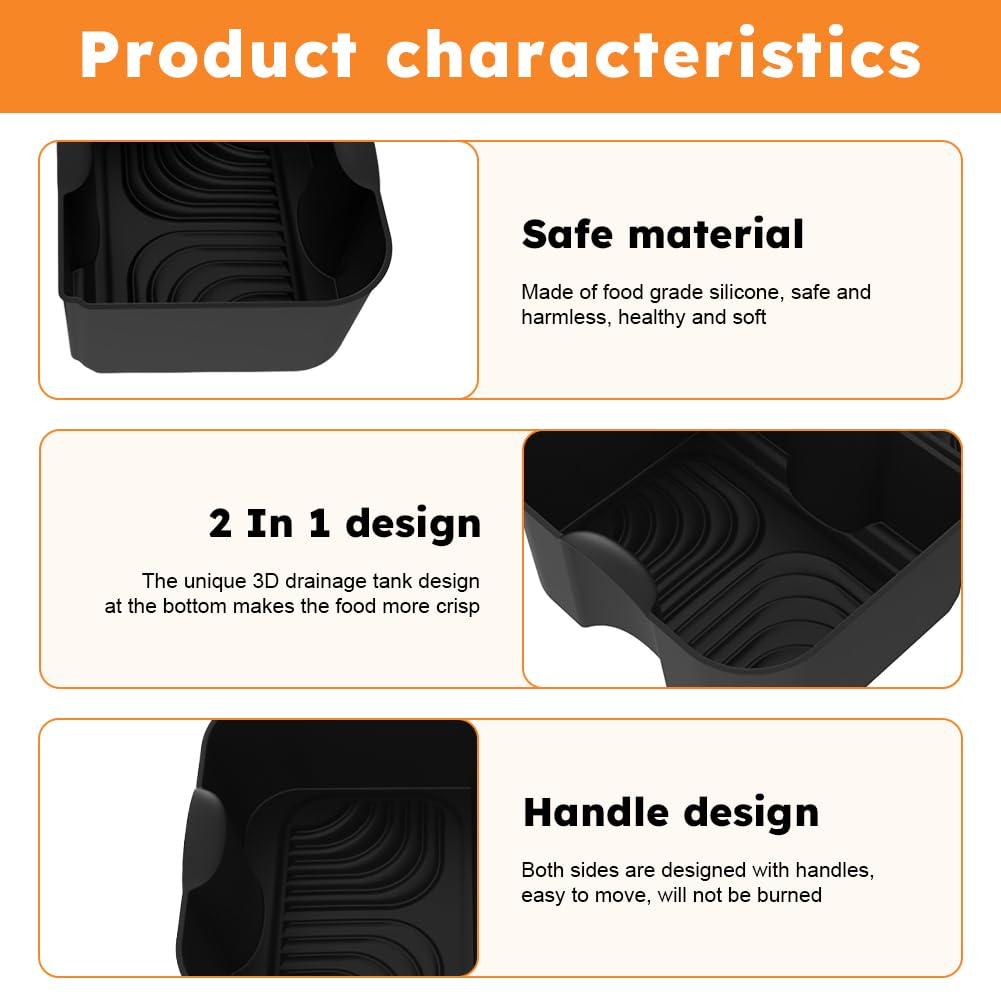 3 pezzi accessori per friggitrice ad aria calda, compatibili con Ninja Foodi AF500 da 10,4 l, stampo in silicone riutilizzabile, friggitrice ad aria calda, stampo in silicone per ninja AF500EU