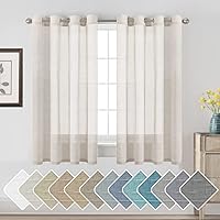 Vista 58 de H.VERESAILTEX - Cortinas de lino natural mezclado con 2 paneles semi transparentes de lino texturizado para sala de estar/dormitorio filtrado