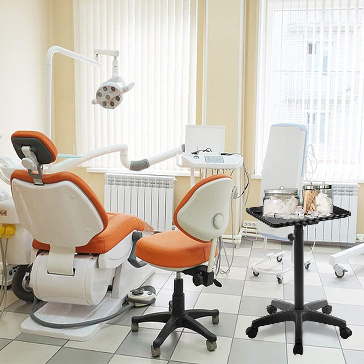 Bokoak Metal Salon Tray for Tattoo Cutting Medical Dental on Wheels,Rolling Trolley Cart Hair Styling Station Equipment (Black) : Beauty & Personal Care