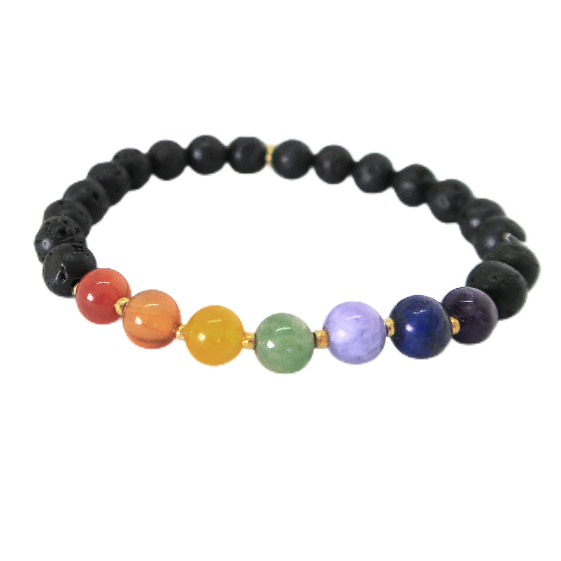 Edelstein armband Chakra Set echte steine mit Holzbox Jute-Täschchen Affirmationskarten BALANCE Naturstein Lavastein Armband handgemacht in Deutschland unisex