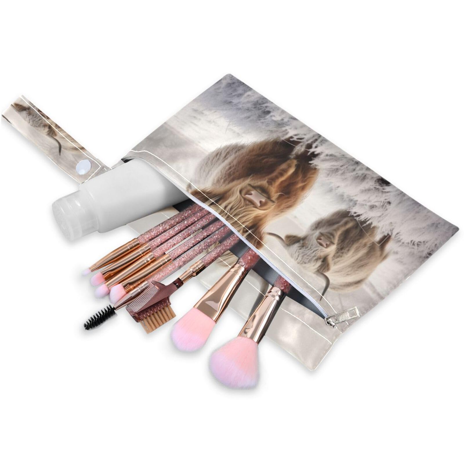 ATTX Cool Highland Cow Wet Dry Bags 2-Pack - Reusable Cloth Diaper Storage for Travel, Beach & Gym | Multi-Use Waterproof Bags for Swimsuits, Baby Clothes, Sports Gear#568