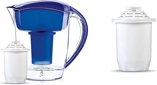 Santevia Jarra de filtro de agua alcalina clásica y filtro de repuesto individual Filtro de cloro y plomo Jarra purificadora de agua Jarra de