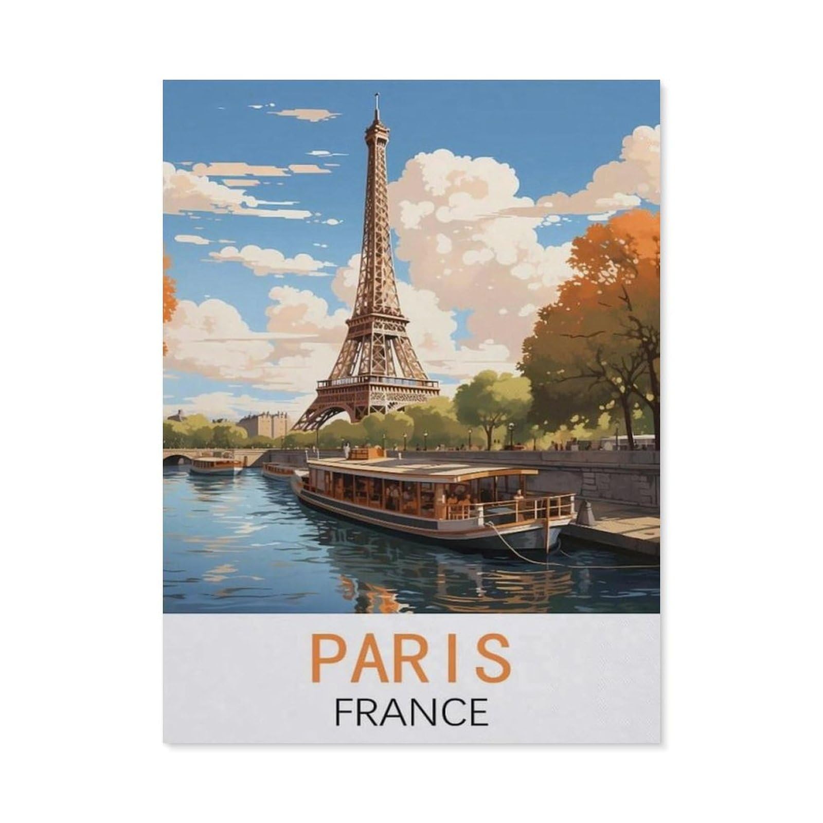 BEAYODKP 5D DIY Full Round Drill Diamond Painting，Paris France Vintage Travel Poster，Embroidery Full Round Diamond Cross Stitch Rhinestone Mosaic Decor Gift（50 x 60 cm/19.68 x 23.62 inches）-CP17