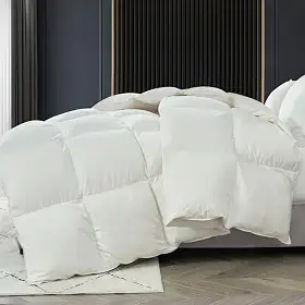 KUSNUG Luxuoso edredom de plumas de ganso, capa de algodão egípcio ultramacio, peso de enchimento de 1,6 kg de calor médio, enchimento de edredom fofo para todas as estações com torneiras de canto