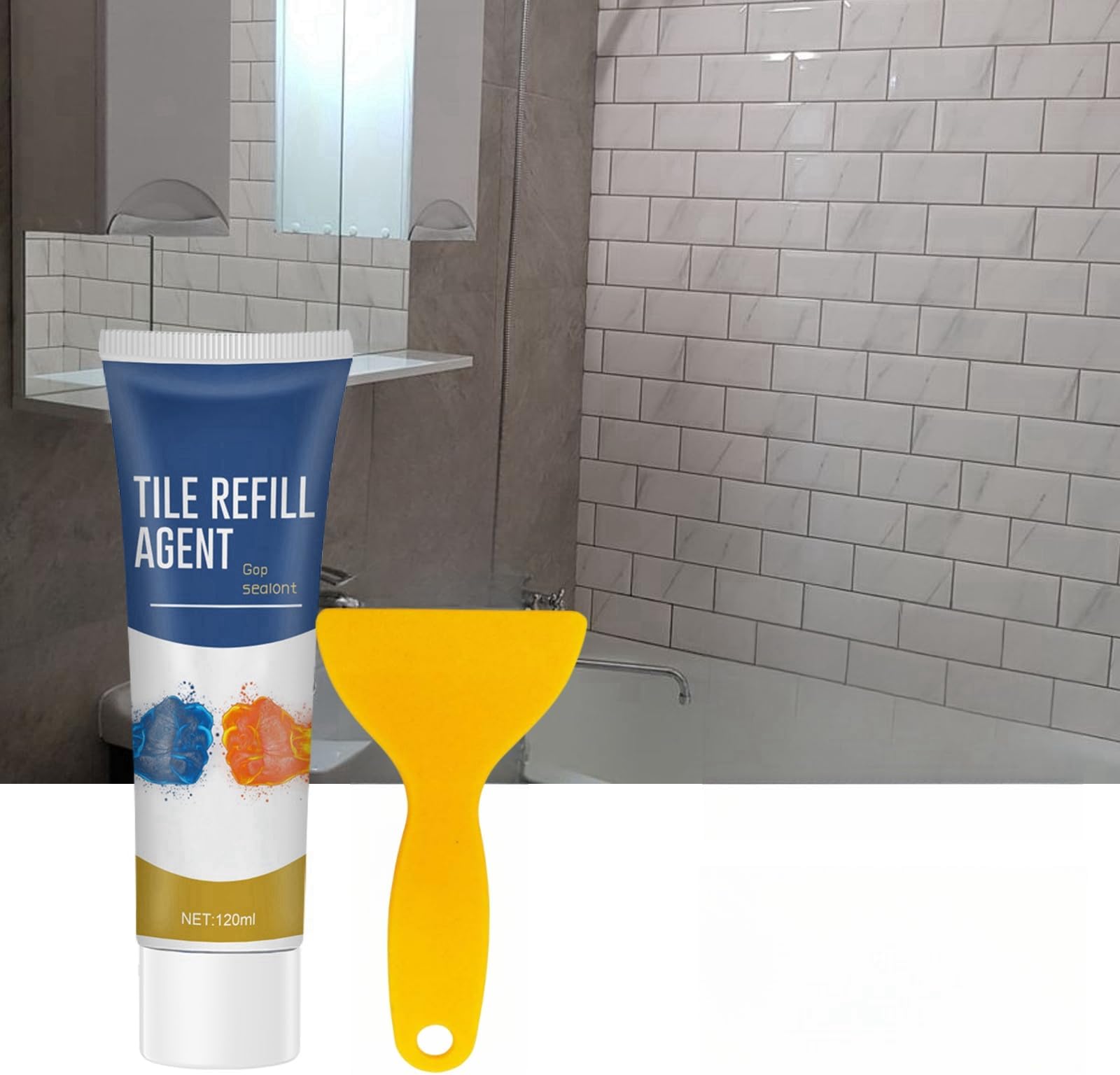 Tile Refill Agent 120ml Effective Tile Gap Filling, Waterproof & Mildew-resistant, Enhances Tile Aesthetics, DIY Solution, Works on Various Tile Surfaces, Including Ceramic, Porcelain, & Stone