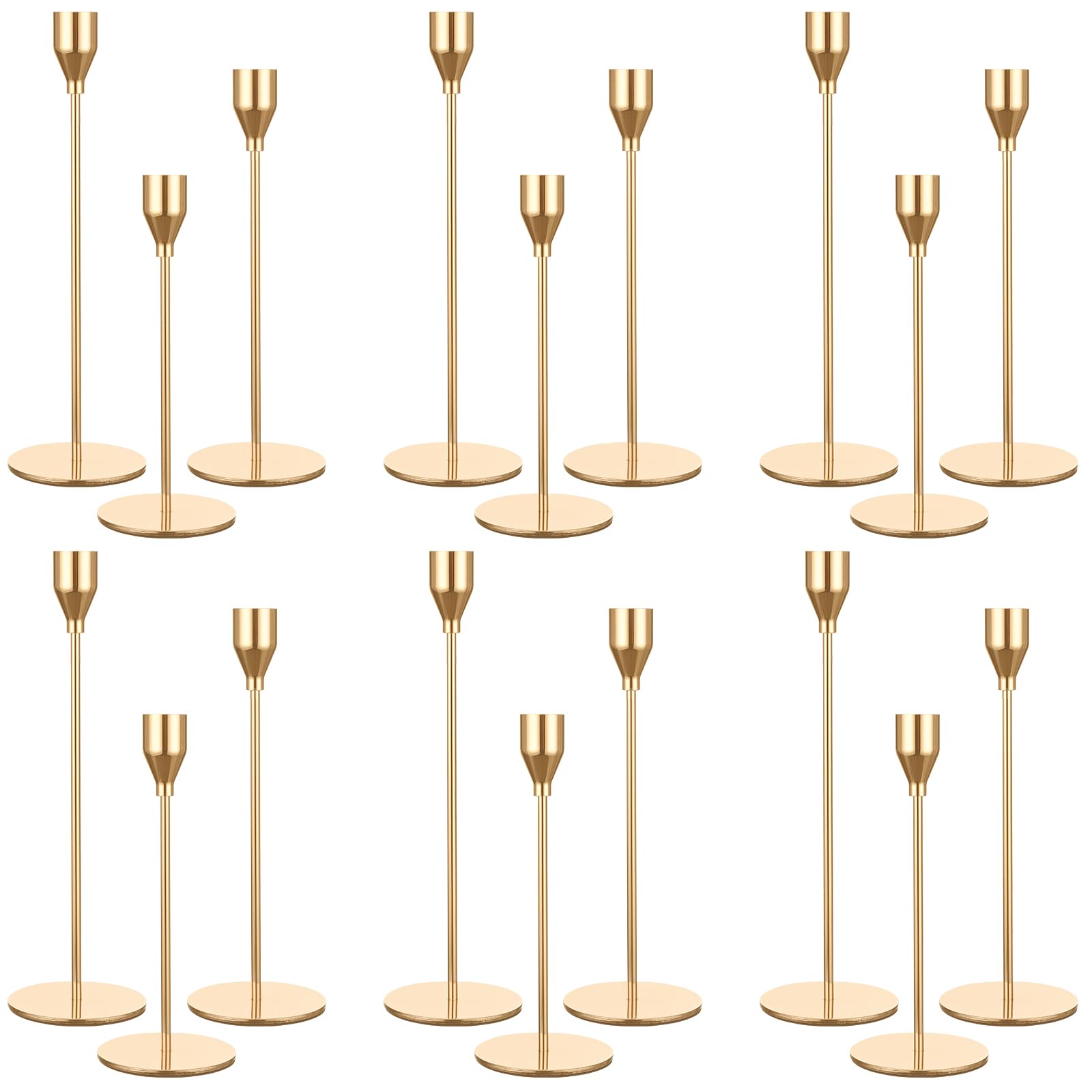 Set mit 18 goldenen Kerzenhaltern für Stabkerzen, goldfarbener Kerzenhalter, passend für 1,9 cm dicke Spitzkerzen, hohe Kerzenhalter für Hochzeit, Party, Tischdekoration, Heimdekoration, Abendessen