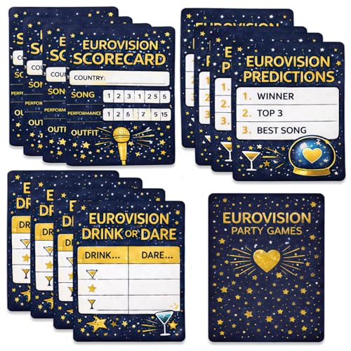 12 PcsEurovision Cliche Bingo Game Music Match Bingo Game Tickets Funny Eurovision Song Contest Watch Party Games Eurovision Party Accessories Pack Basel 2026
