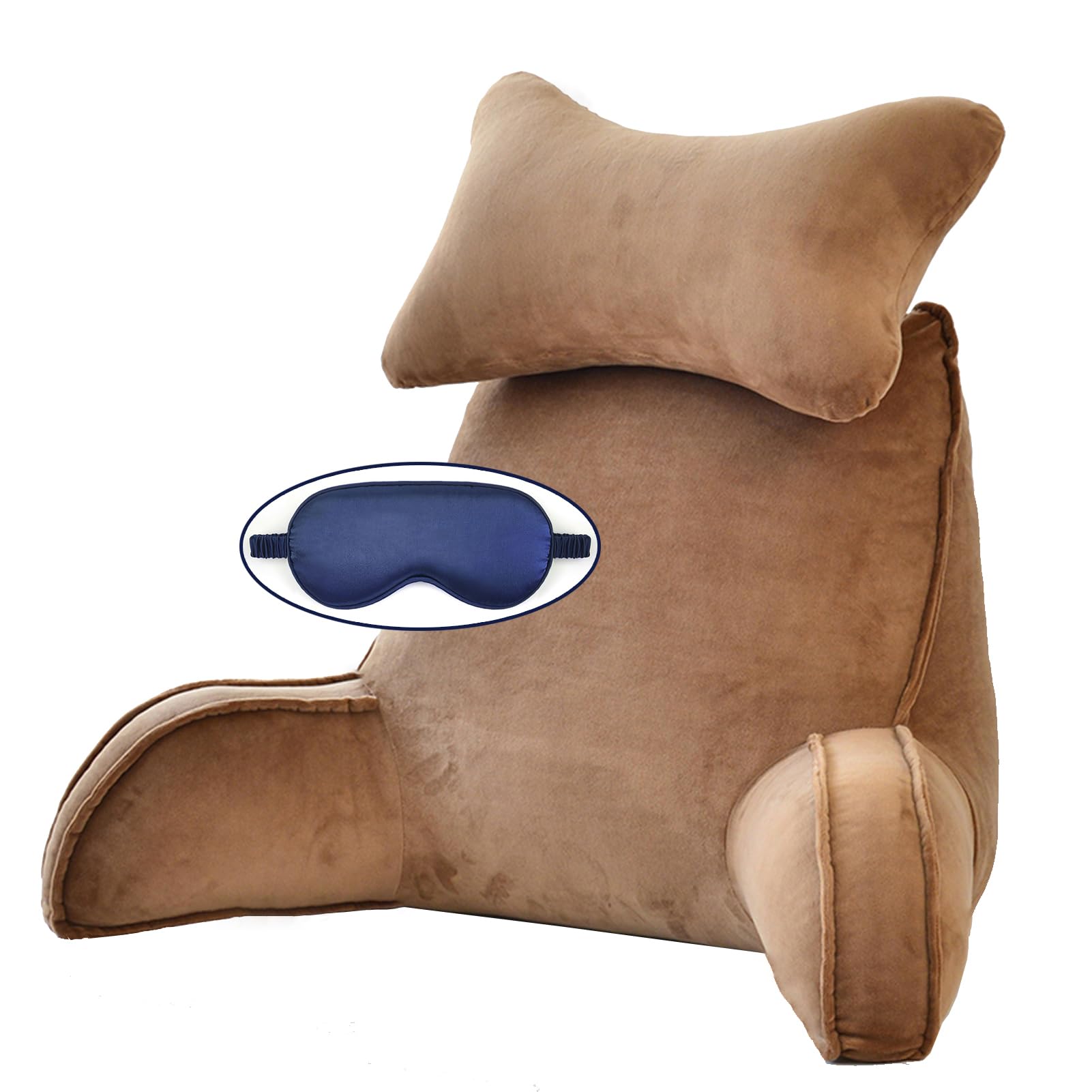 TEHWDAIYOUComfort Reading Pillow,Reading Cushion With Arms,Reading Backrest With Neck Pillow,Back Lumbar Support Cushion,Washable Cover,for Sitting In Bed,Reading,Gaming