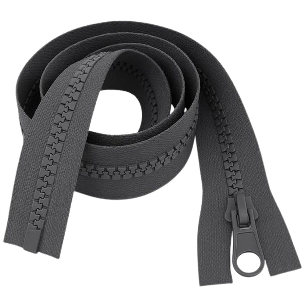 Open-Ended Chunky Zip Dark Grey 36" (91cm) - Heavy-Duty #5 Plastic Teeth Separating Zipper for Sewing & Repairs: Coats, Jackets, Sleeping Bags, Tents & Heavy Outerwear by Giddy Square โ image 1