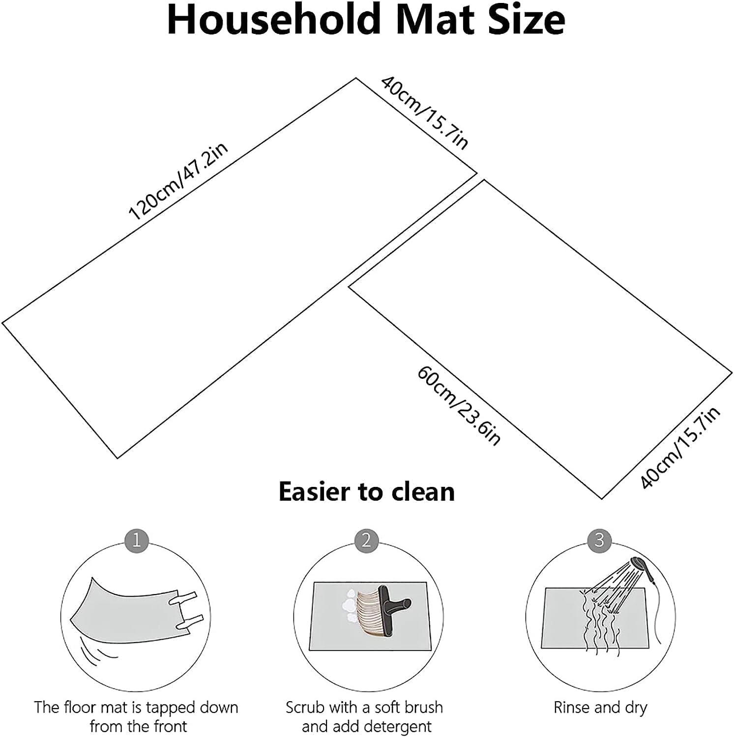 Yagzon Rubber Kitchen Mat Anti-Slip Waterproof Soft Diatomit…