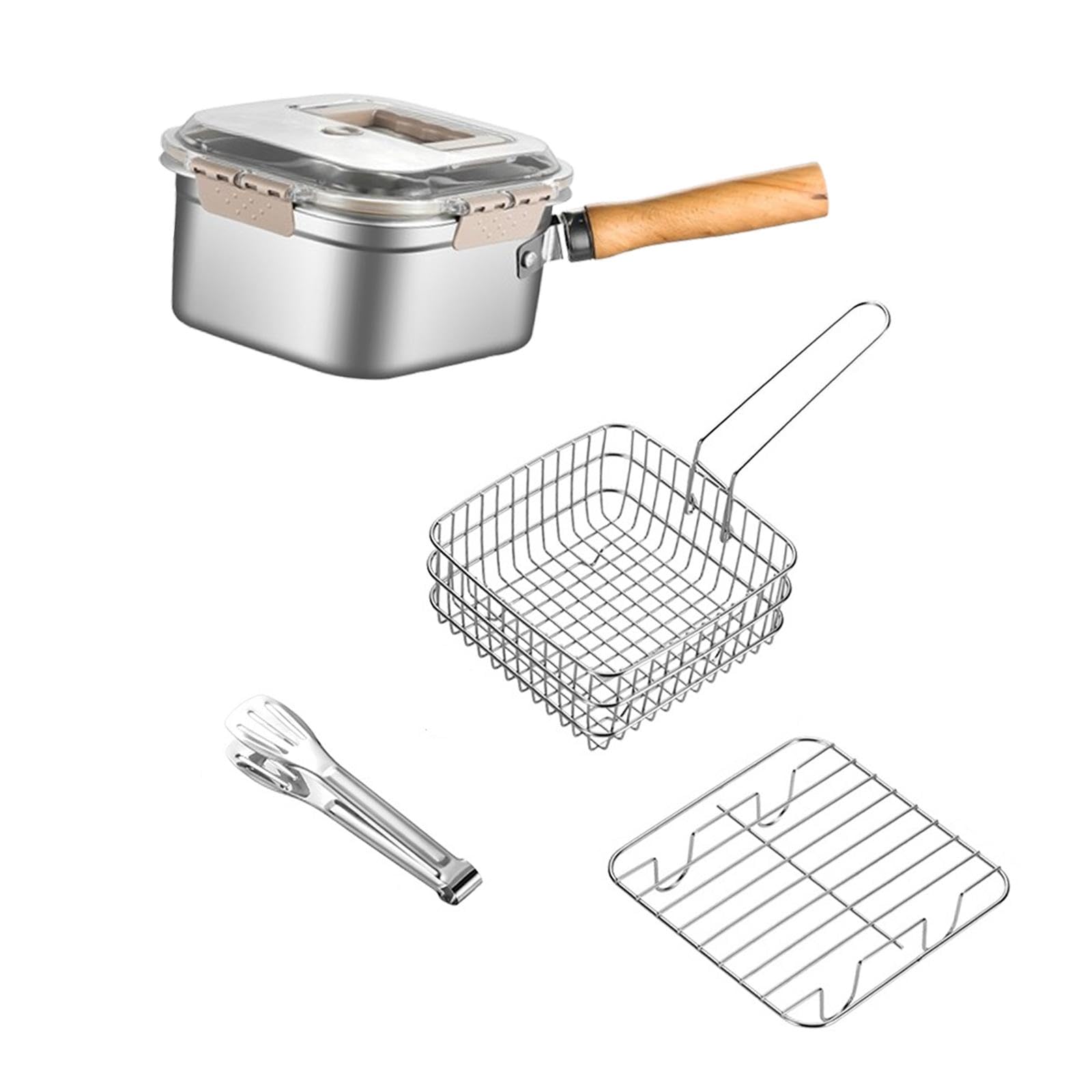 Panier à Friture avec Poignée, Ustensile de Cuisine, Grille Vapeur, Panier de Service Multifonction pour Frites, Idéal pour La Maison et Le Café.