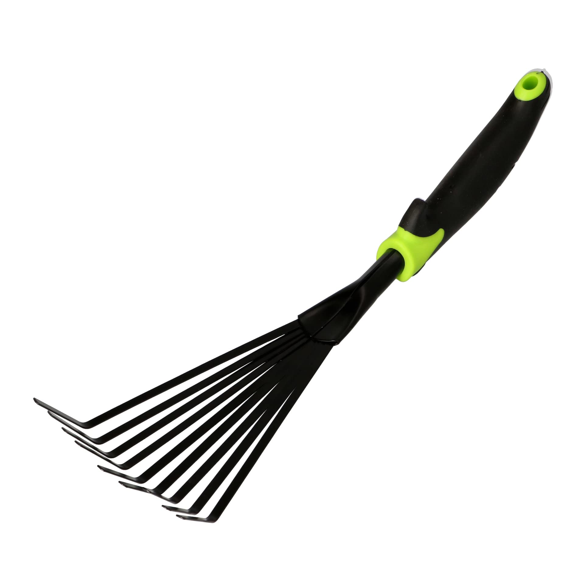Mivos Rastrello a Mano Piccolo con 9 Denti Flessibili – Rastrellino a Ventaglio da Giardino per Foglie e per la Pulizia – Scopa per Prato in Acciaio – Larghezza 12 cm