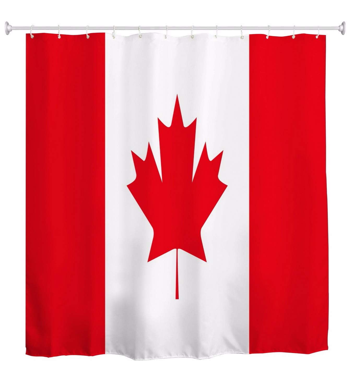 A.MonamourCanadian National Flag Canada Flag Banner Print Waterproof Polyester Fabric Shower Curtain Set With Hooks For Bathroom 150x180 cm / 60"x72"