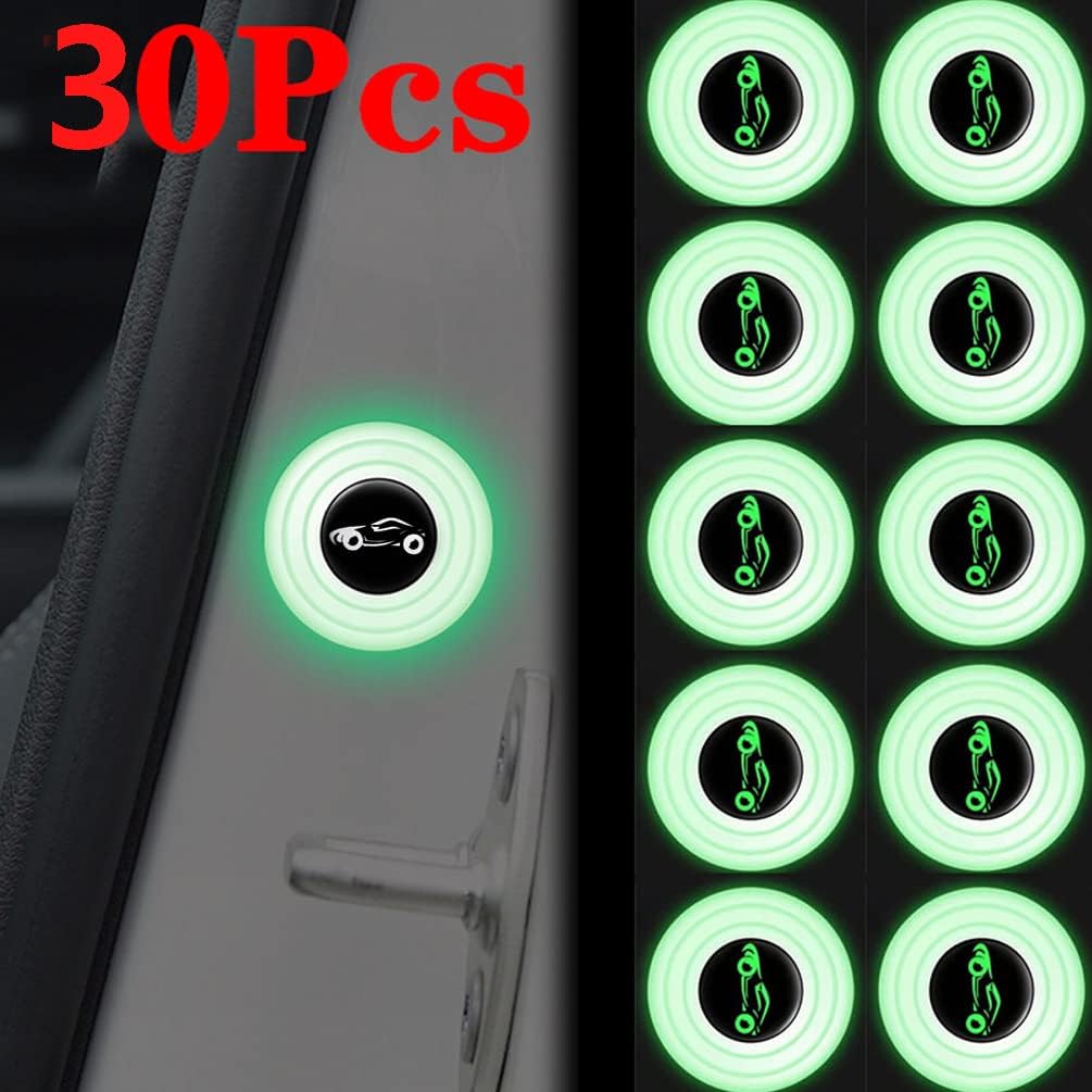 30PC Car Door Shock Absorbing Gasket,Car Door Protector Stickers,Collision Avoidance/Soundproof/Door Edge Guards Protectors for Car (Luminous Car)