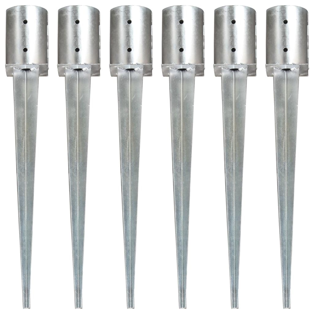 Estacas de suelo (6 piezas, 10 x 76 cm, acero galvanizado, para jardín, vallas, camping