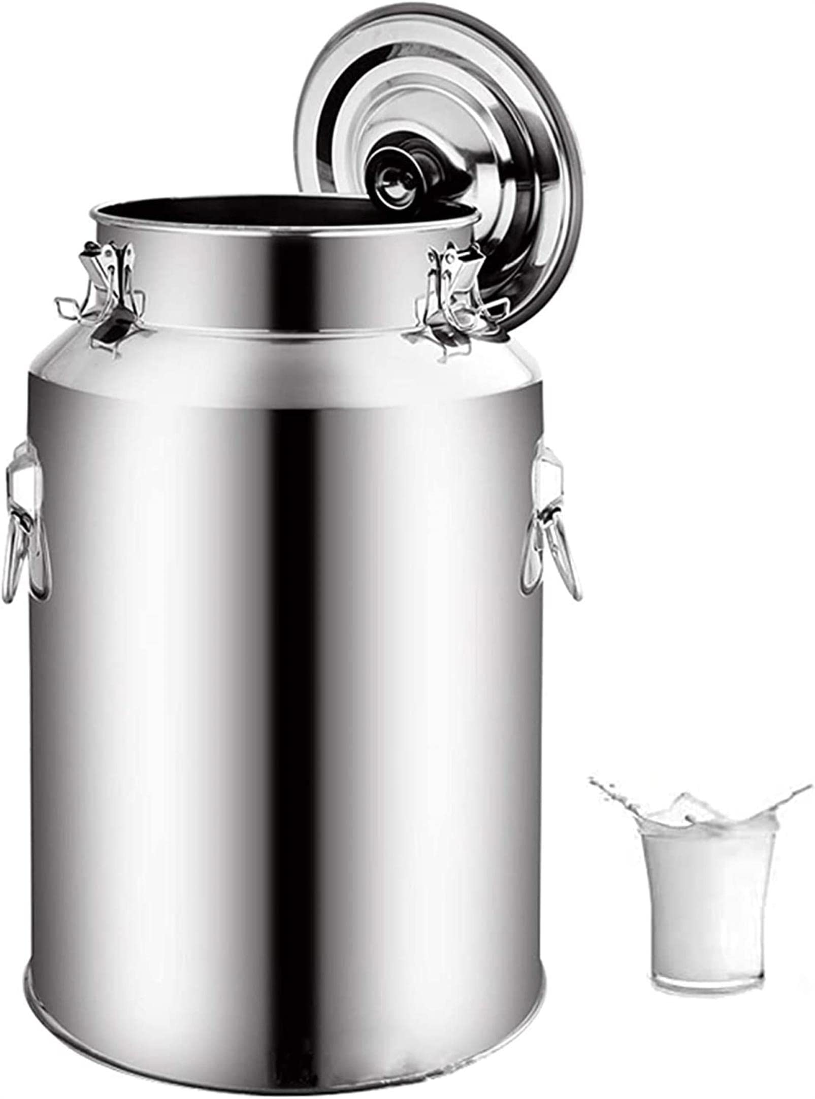 SaryEdge 304 Food Grade Stainless Steel Milk Bucket Transport Can Pail Barrel Tote Jug with Sealed Lid for Liquid Storage and Transporting,48L,48L