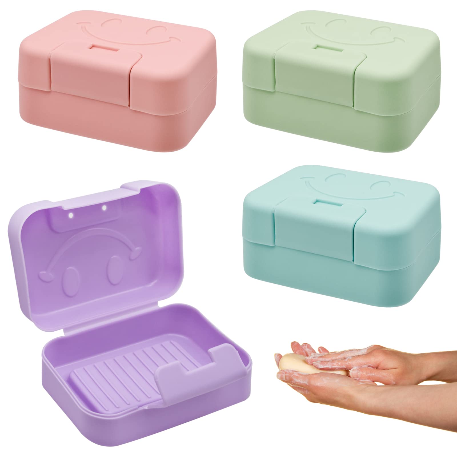 4pcs Soap Holder Travel Soap Box Waterproof Soap Box Portable with Lid for Home Bathroom Hiking Camping