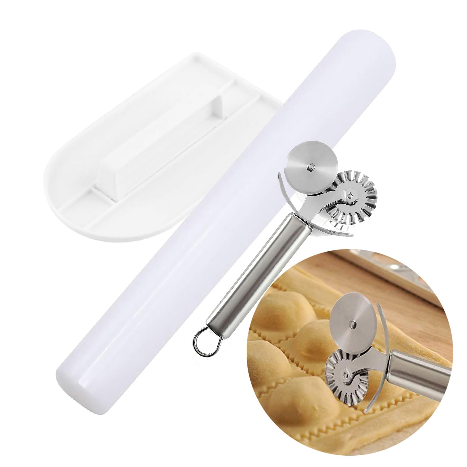 Fondant Tools Set - Fondant Cutter and Embosser, Fondant Smoother, Fondant Rolling Pin (50 cm)