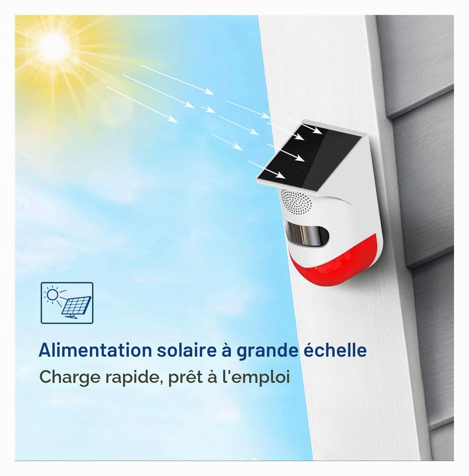 Système d'alarme de sécurité Bricolage sans Fil Tuya Smart Life Flash Strobe Extérieur Solaire Infrarouge Étanche Sirène Système D'alarme De Sécurité Antivol À La Maison Utilisation avec PG107 (Color