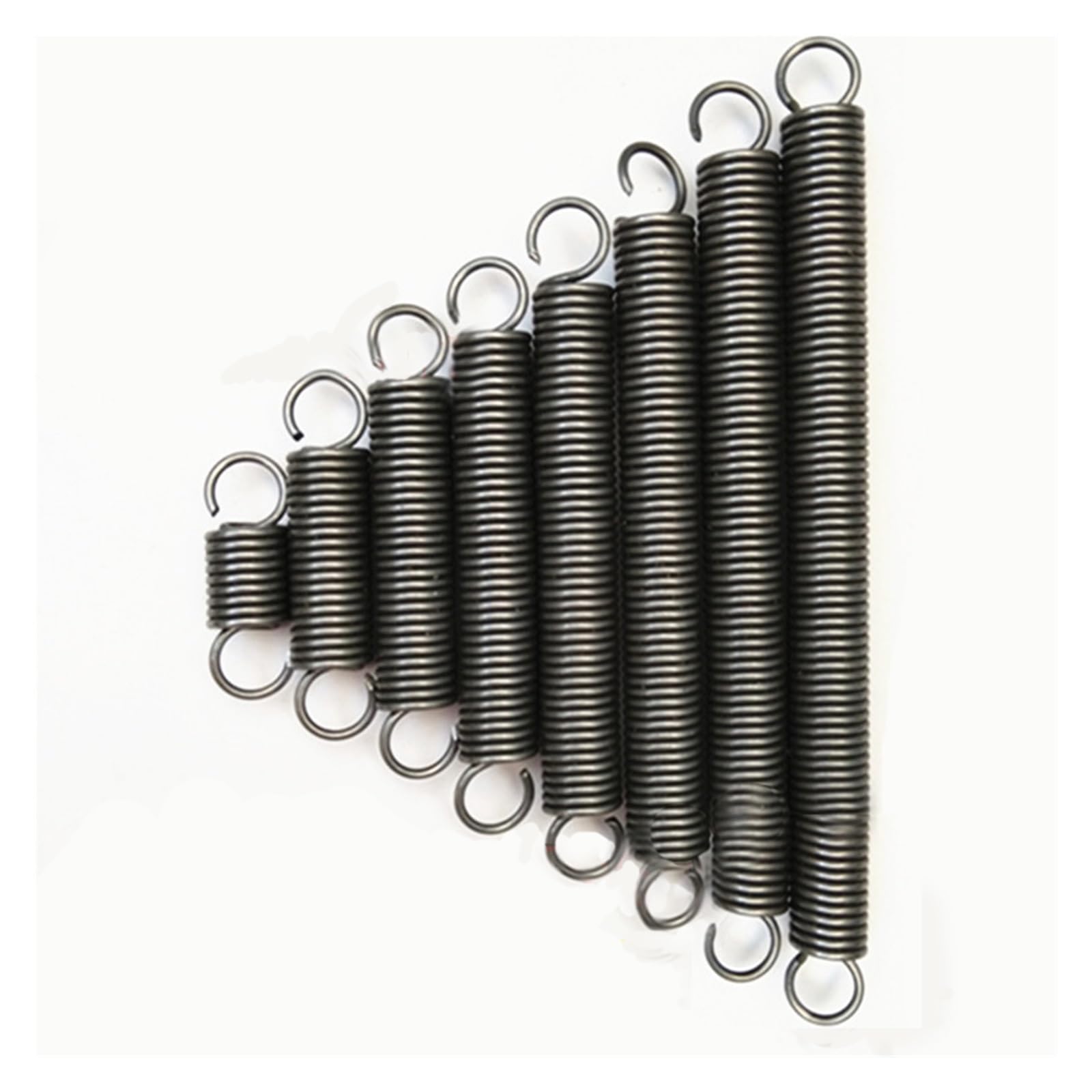 6 uds 0,3mm WD 2mm OD gancho resorte de tensión resortes de tensión fuerte tirón bobinas elásticas anillos de extensión acero 10mm-80mm de longitud(0.3mmx2mmx50mm)