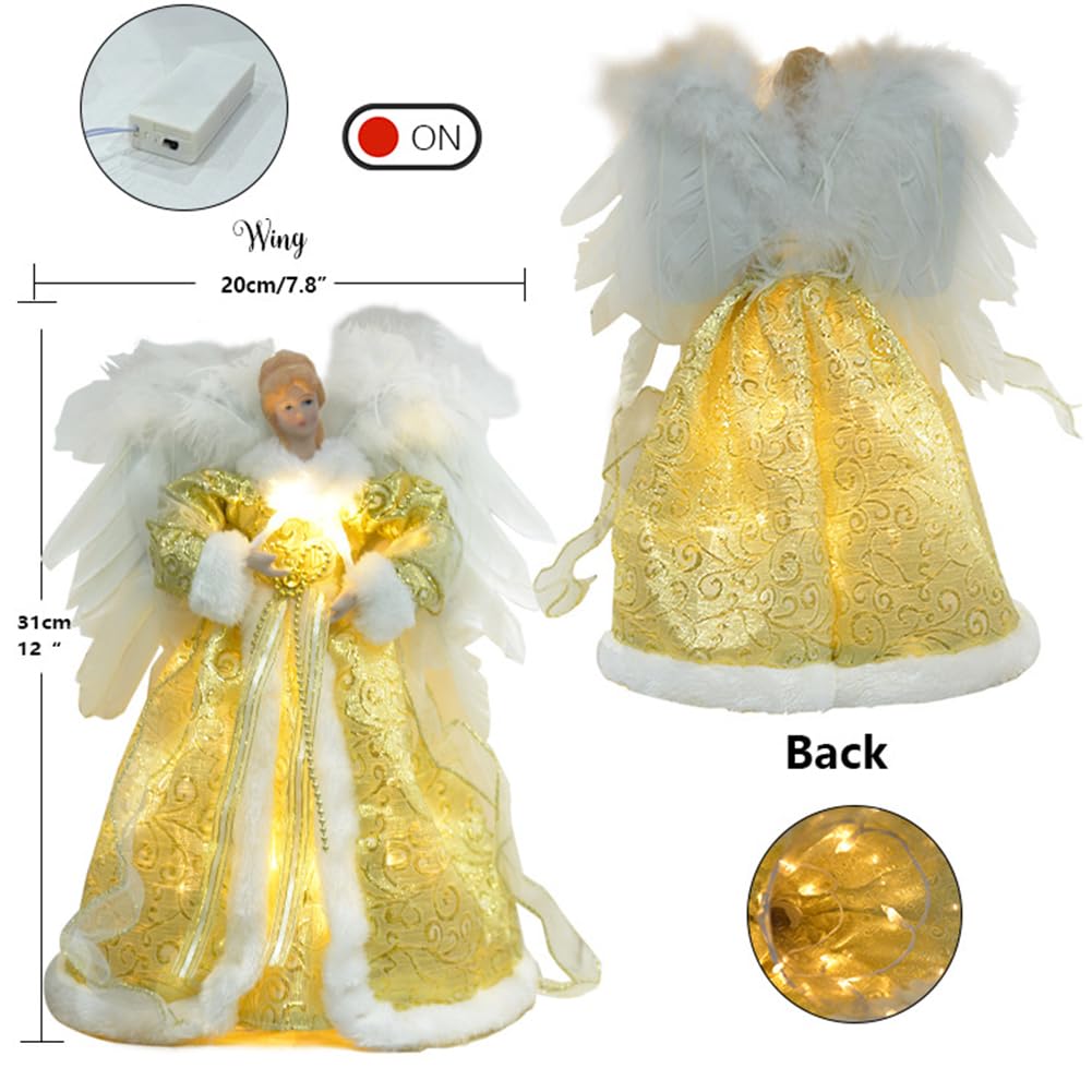 Cime De Sapin Ange Lumineuse – Décoration De Noël LED (30 Cm)