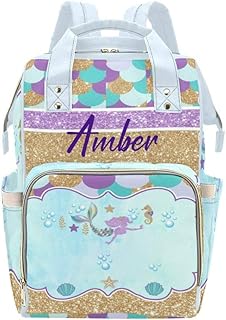 Mermaid Diaper Bags Backpack Personalized Baby Bag Nursing Nappy Bag Travel Tote Bag Gifts for Mom Girl