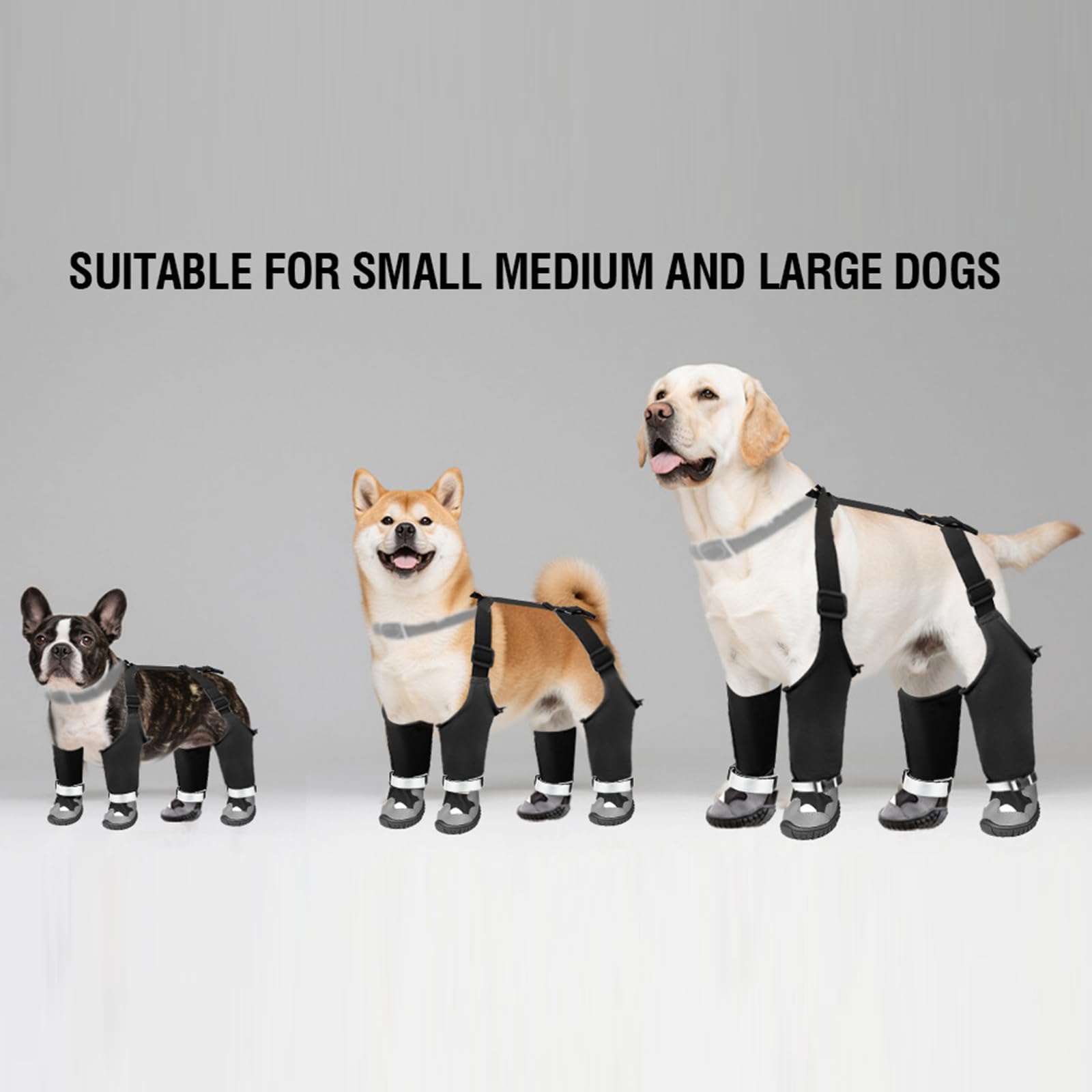 Jambières Thermiques pour Chien, Semelles antidérapantes, systèmes de Boucles sécurisées pour l ' Automne et l ' Hiver, activités de randonnée, Semelles en Caoutchouc antidérapantes, Chaussures