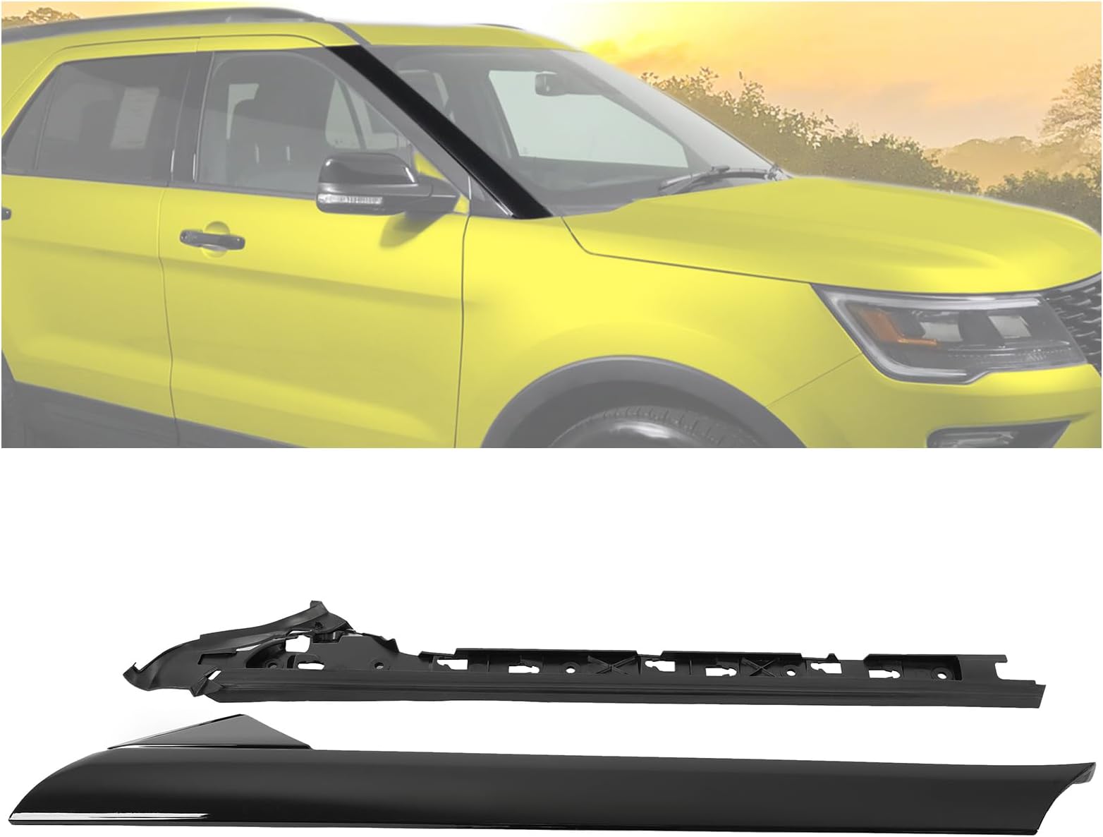 KUAFUWindshield A-Pillar Trim Compatible with 2011-2019 Ford Explorer Replacement for BB5Z7803144AA BB5Z-7803136-AA BB5Z7803136BA BB5Z-7803144-AA Outer&Inner Window Trim Molding Panel Right Side