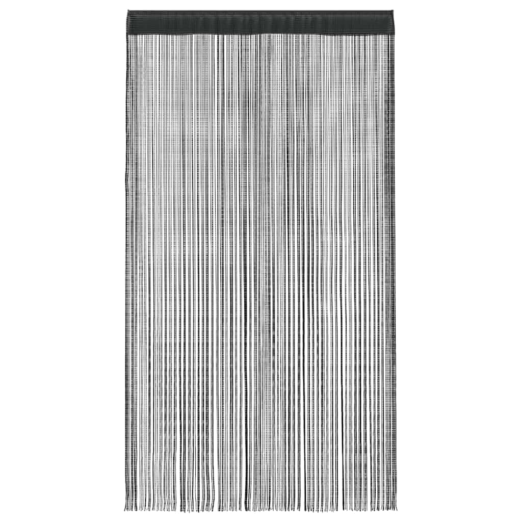 Rideau en Fils 2 pcs Noir 100 x 250 cm, Rideau de Porte Polyester 100% Lavable, Voilage Séparateur de Pièce Vitrine, Décoration Fenêtre Intérieur Salon Chambre