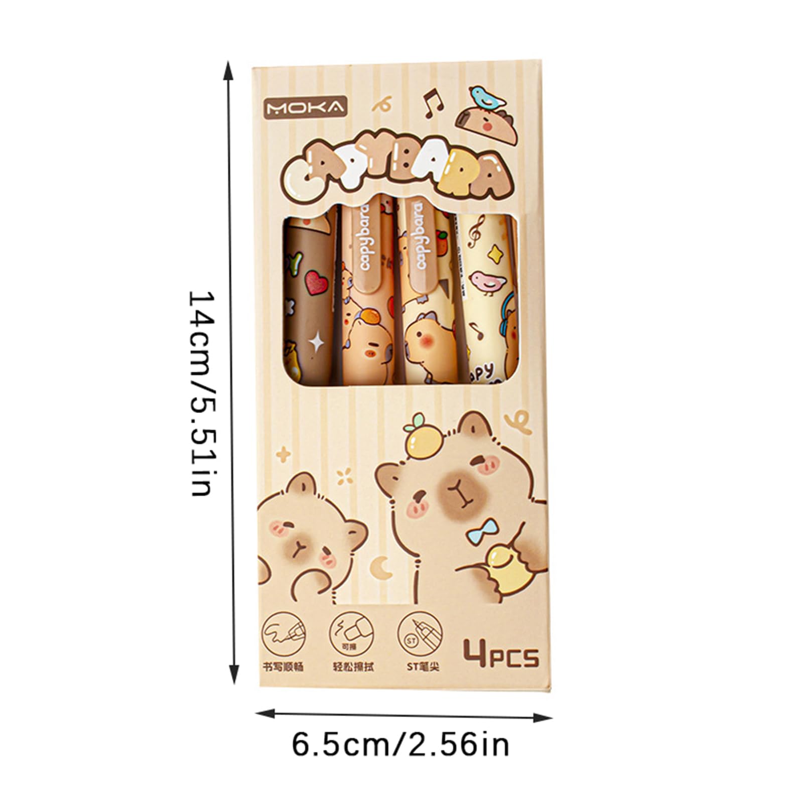 6 Penne Gel Cancellabili Capybara - Punta 0,5 Mm, Inchiostro Blu, Design Carino, Impugnatura Morbida, Per Bambini E Scuola